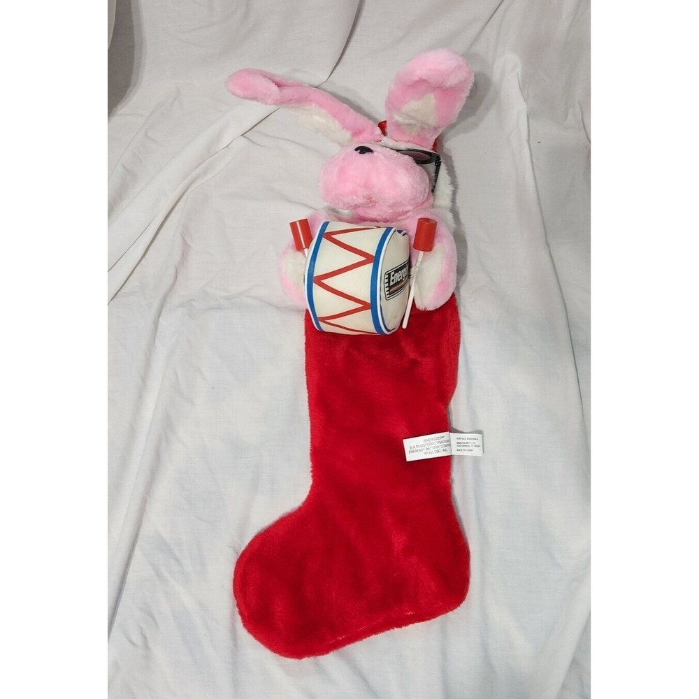 1993 Energizer Bunny Plush Christmas Stocking with Drum Battery Mascot